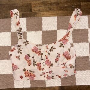Brandy Melville Pink Floral Crop Top